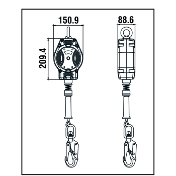 Preview: HELIXON-S Stahldrahtseil, Höhensicherungsgerät mit automatischem Rückzug 7 m