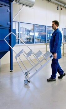 Aluminium-Arbeitspodest starr Stahl-Gitterrost mit Rollen und Handlauf