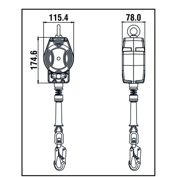 HELIXON Stahldrahtseil, Höhensicherungsgerät mit automatischem Rückzug 3,50 m, Nur für den vertikalen Gebrauch