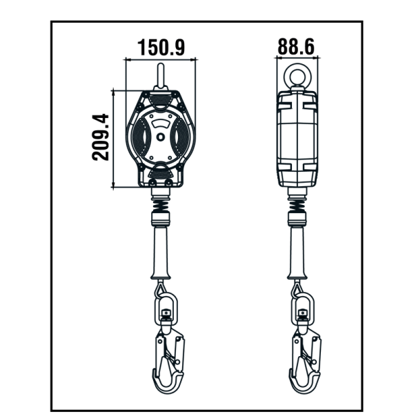 HELIXON Stahldrahtseil, Höhensicherungsgerät mit automatischem Rückzug 7 m, Nur für den vertikalen Gebrauch