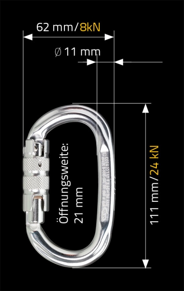 Bergsteigerkarabinerhaken BS 11 aus Aluminium